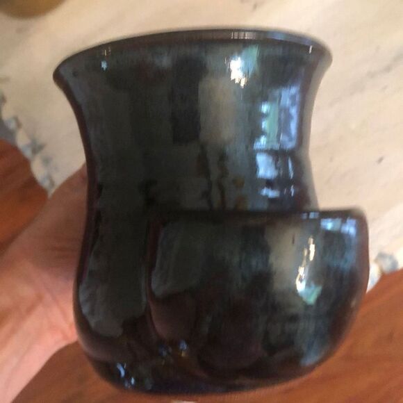 MudWorks pottery mug green black planter - Picture 6 of 7